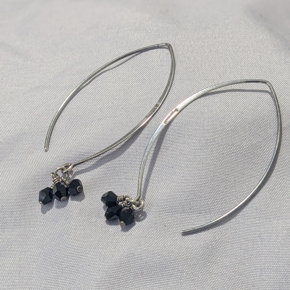 Silpada 925 Black Obsidian "Social Gathering" Wire Earrings - Picture 7 of 13